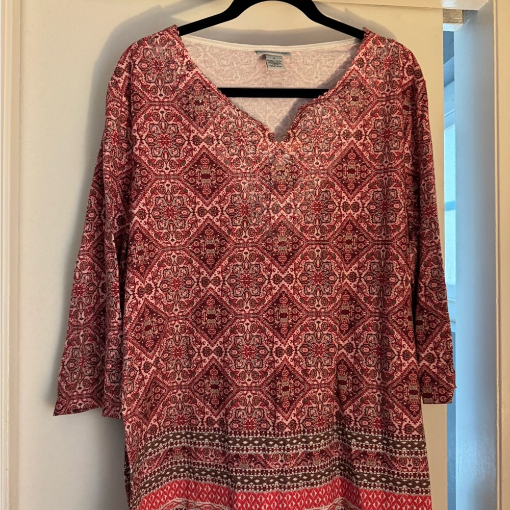 Catherines Red and White Patterned Tunic